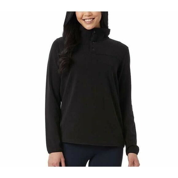*2/$25* 32 Degrees Pullover Womens Snap Arctic Fleece Black Warm Cozy - Picture 5 of 6